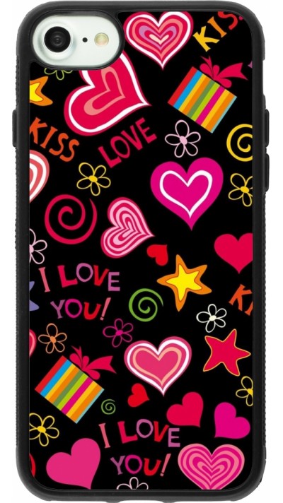 iPhone 7 / 8 / SE (2020, 2022) Case Hülle - Silikon schwarz Valentine 2023 love symbols