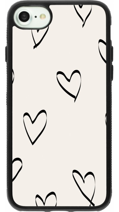 iPhone 7 / 8 / SE (2020, 2022) Case Hülle - Silikon schwarz Valentine 2023 minimalist hearts