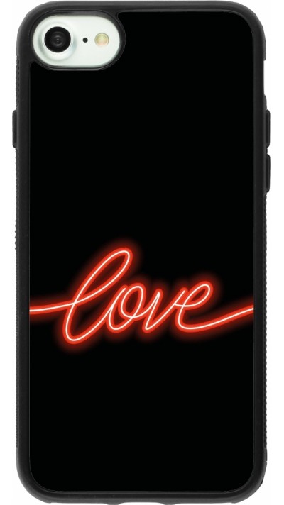 iPhone 7 / 8 / SE (2020, 2022) Case Hülle - Silikon schwarz Valentine 2023 neon love