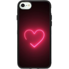 iPhone 7 / 8 / SE (2020, 2022) Case Hülle - Silikon schwarz Valentine 2023 single neon heart