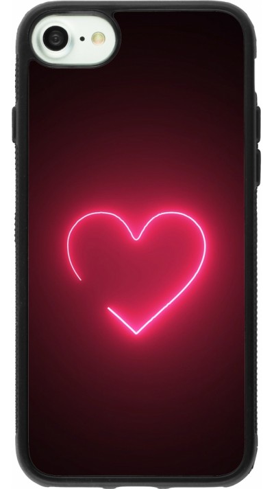 iPhone 7 / 8 / SE (2020, 2022) Case Hülle - Silikon schwarz Valentine 2023 single neon heart