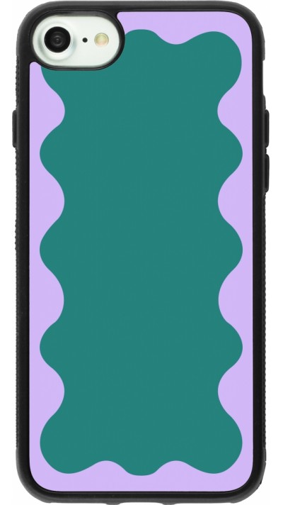 iPhone 7 / 8 / SE (2020, 2022) Case Hülle - Silikon schwarz Wavy Rectangle Green Purple