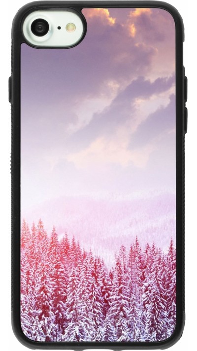 iPhone 7 / 8 / SE (2020, 2022) Case Hülle - Silikon schwarz Winter 22 Pink Forest