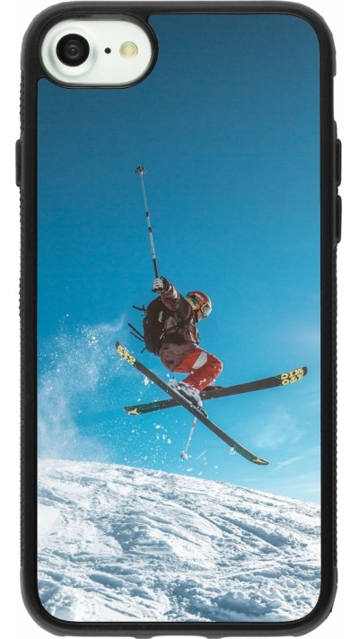 iPhone 7 / 8 / SE (2020, 2022) Case Hülle - Silikon schwarz Winter 22 Ski Jump