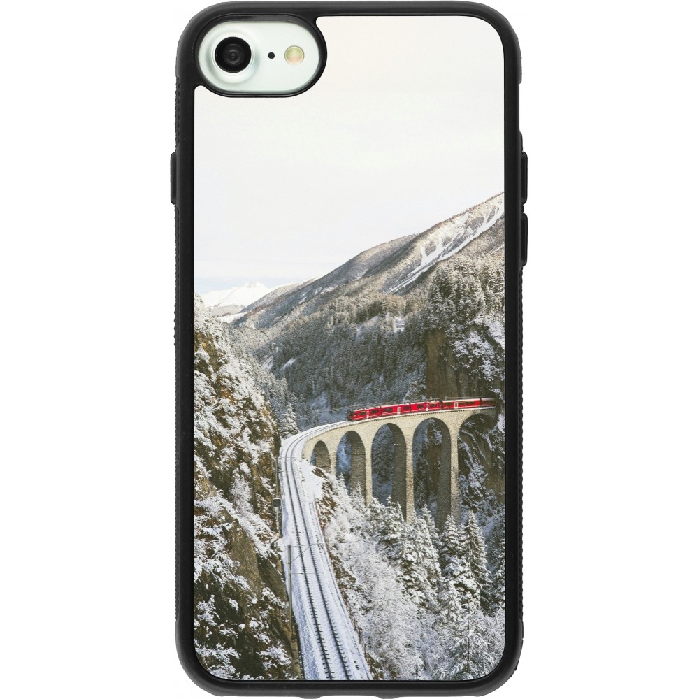 iPhone 7 / 8 / SE (2020, 2022) Case Hülle - Silikon schwarz Winter 25 Winter polar express