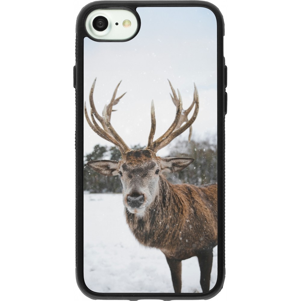 iPhone 7 / 8 / SE (2020, 2022) Case Hülle - Silikon schwarz Winter 25 Winter reindeer