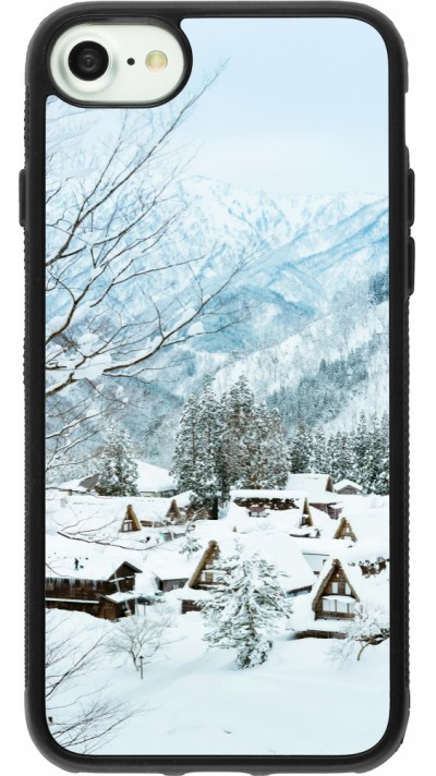 iPhone 7 / 8 / SE (2020, 2022) Case Hülle - Silikon schwarz Winter 25 Winter snowy landscape