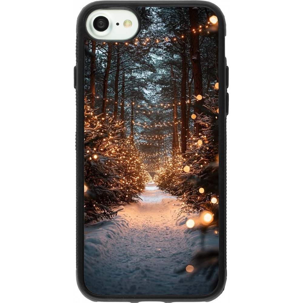 iPhone 7 / 8 / SE (2020, 2022) Case Hülle - Silikon schwarz Winter 25 Winter snowy road