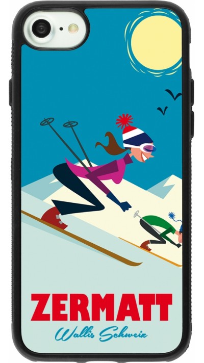 iPhone 7 / 8 / SE (2020, 2022) Case Hülle - Silikon schwarz Zermatt Ski Downhill