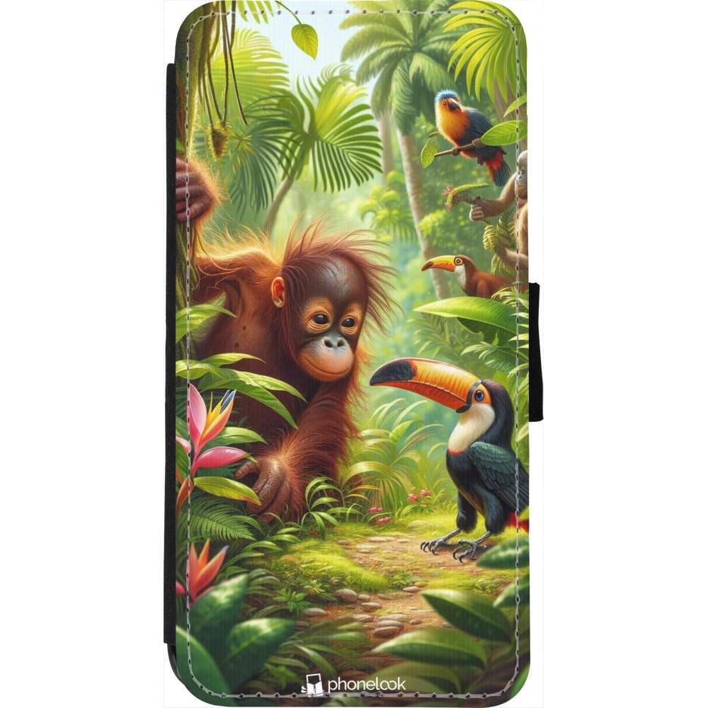 iPhone 7 / 8 / SE (2020, 2022) Case Hülle - Wallet schwarz Tropischer Dschungel Tayrona