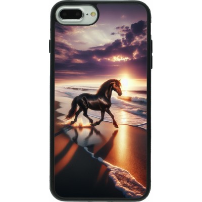 iPhone 7 Plus / 8 Plus Case Hülle - Silikon schwarz Pferd majestätisch Strand
