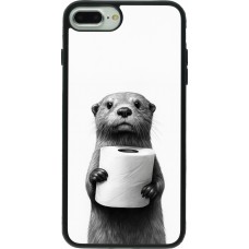 iPhone 7 Plus / 8 Plus Case Hülle - Silikon schwarz Otter Toilettenpapier