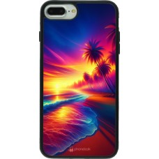 iPhone 7 Plus / 8 Plus Case Hülle - Silikon schwarz Strand Sonnenuntergang auffällig