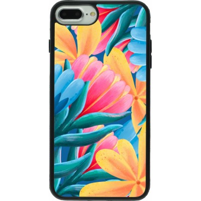 iPhone 7 Plus / 8 Plus Case Hülle - Silikon schwarz Spring 23 colorful flowers