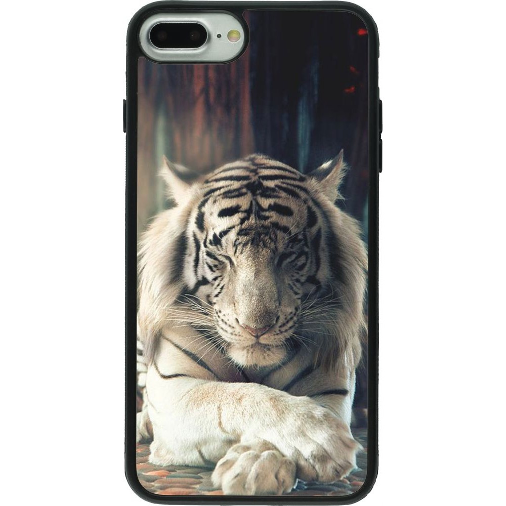 Hülle iPhone 7 Plus / 8 Plus - Silikon schwarz Zen Tiger