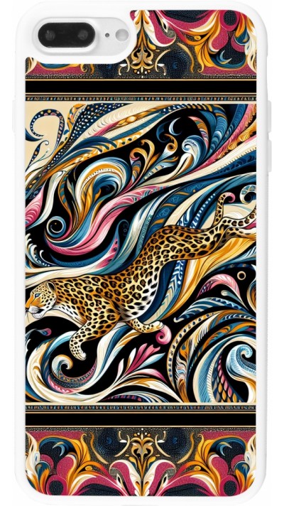 Coque iPhone 7 Plus / 8 Plus - Silicone rigide blanc Leopard Abstract Art