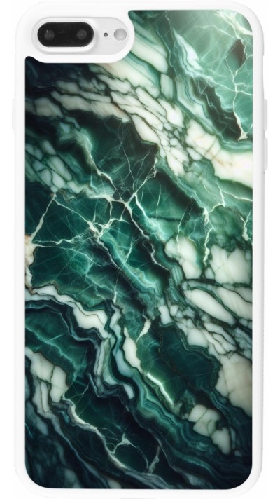 Coque iPhone 7 Plus / 8 Plus - Silicone rigide blanc Marbre vert majestueux
