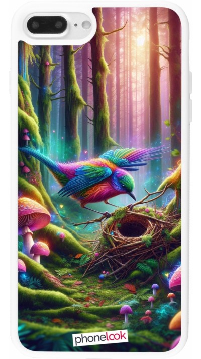 iPhone 7 Plus / 8 Plus Case Hülle - Silikon weiss Vogel Nest Wald