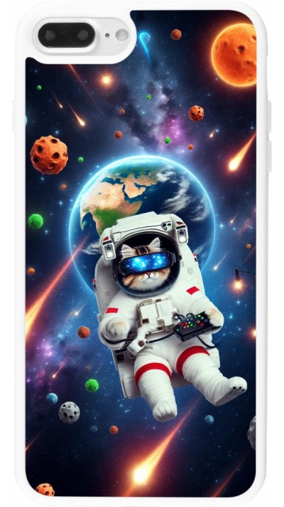 iPhone 7 Plus / 8 Plus Case Hülle - Silikon weiss VR SpaceCat Odyssee