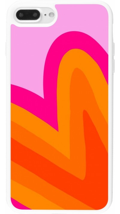 iPhone 7 Plus / 8 Plus Case Hülle - Silikon weiss Valentine 2024 heart gradient
