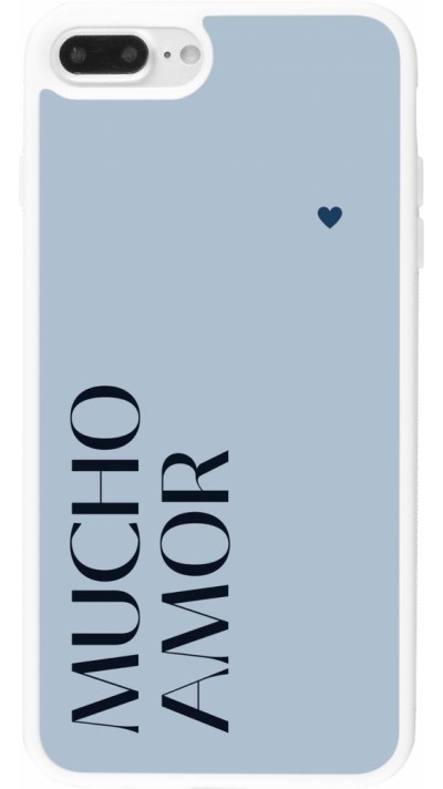 iPhone 7 Plus / 8 Plus Case Hülle - Silikon weiss Valentine 2024 mucho amor azul