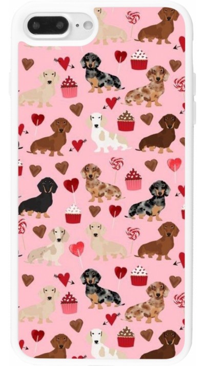 iPhone 7 Plus / 8 Plus Case Hülle - Silikon weiss Valentine 2024 puppy love