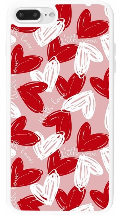 iPhone 7 Plus / 8 Plus Case Hülle - Silikon weiss Valentine 2024 with love heart