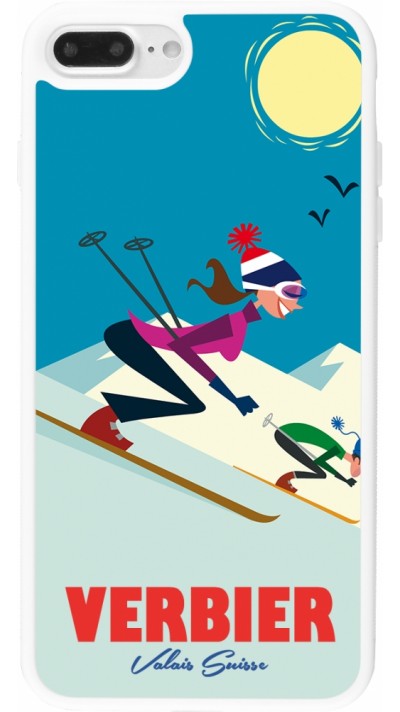 iPhone 7 Plus / 8 Plus Case Hülle - Silikon weiss Verbier Ski Downhill