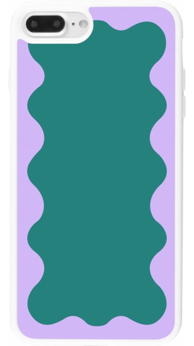 iPhone 7 Plus / 8 Plus Case Hülle - Silikon weiss Wavy Rectangle Green Purple