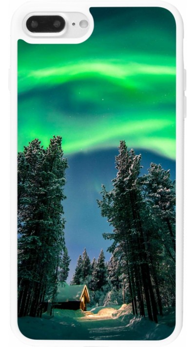 iPhone 7 Plus / 8 Plus Case Hülle - Silikon weiss Winter 22 Northern Lights