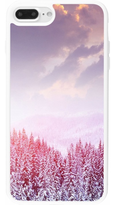 iPhone 7 Plus / 8 Plus Case Hülle - Silikon weiss Winter 22 Pink Forest