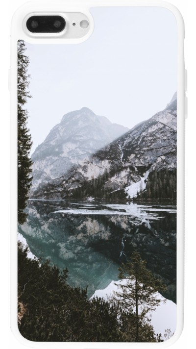 iPhone 7 Plus / 8 Plus Case Hülle - Silikon weiss Winter 22 snowy mountain and lake