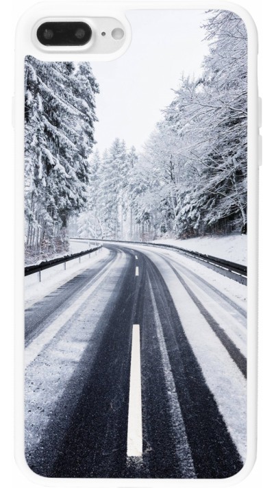 iPhone 7 Plus / 8 Plus Case Hülle - Silikon weiss Winter 22 Snowy Road