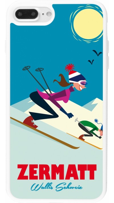 iPhone 7 Plus / 8 Plus Case Hülle - Silikon weiss Zermatt Ski Downhill