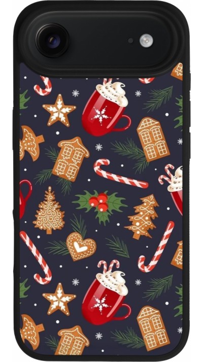 Coque iPhone Air - Silicone rigide noir Christmas 25 Pattern Gingerbread House