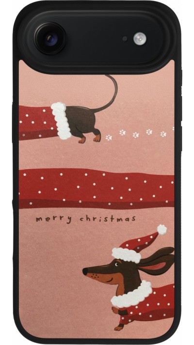 Coque iPhone Air - Silicone rigide noir Christmas 25 Teckel Merry Xmas