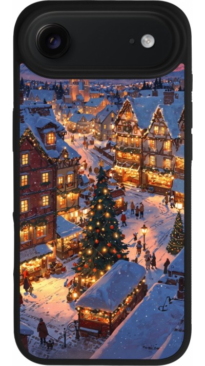 Coque iPhone Air - Silicone rigide noir Christmas 25 Xmas Village