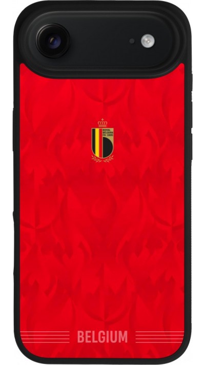 Coque iPhone Air - Silicone rigide noir Maillot de football Belgique 2026 personnalisable