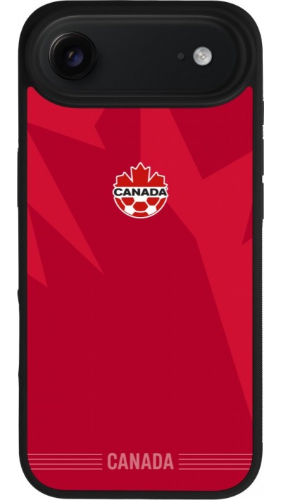 Coque iPhone Air - Silicone rigide noir Maillot de football Canada 2026 personnalisable