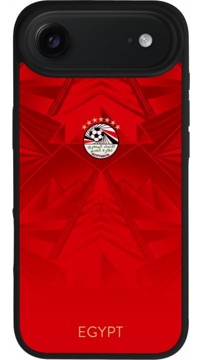 Coque iPhone Air - Silicone rigide noir Maillot de football E?gypte 2026 personnalisable