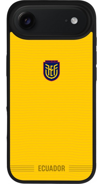 Coque iPhone Air - Silicone rigide noir Maillot de football E?quateur 2026 personnalisable