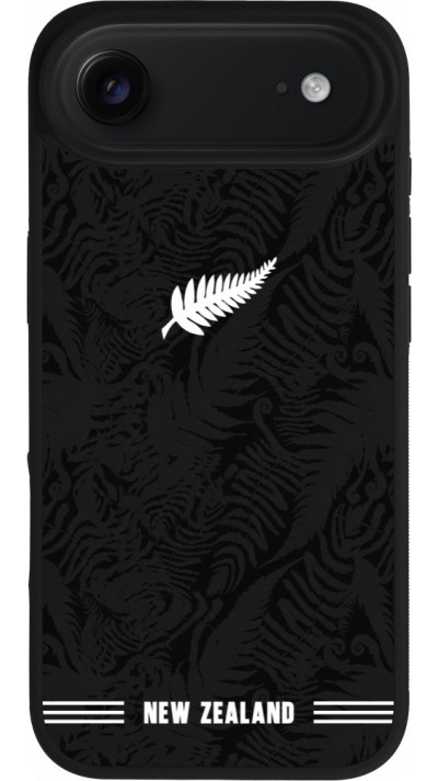 Coque iPhone Air - Silicone rigide noir Maillot de football Nouvelle-Zélande 2026 personnalisable