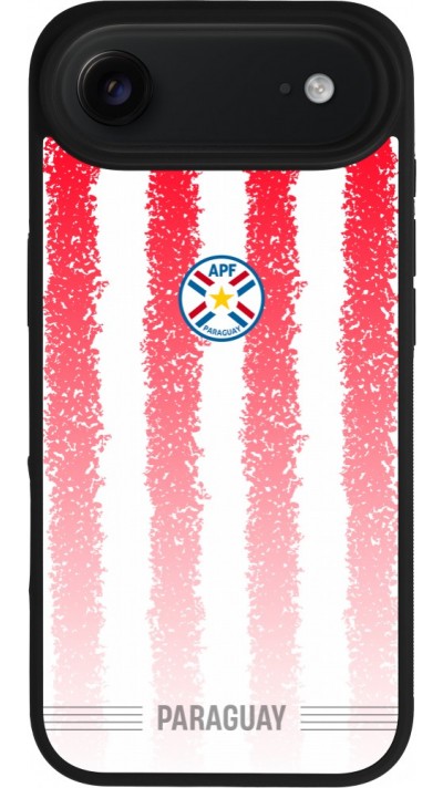 Coque iPhone Air - Silicone rigide noir Maillot de football Paraguay 2026 personnalisable