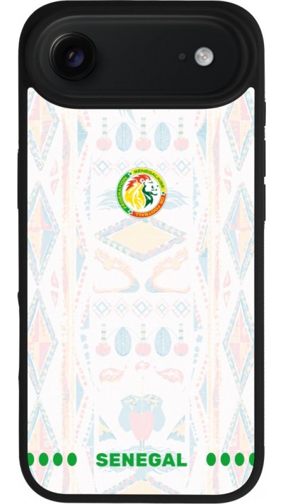 Coque iPhone Air - Silicone rigide noir Maillot de football Sénégal 2026 personnalisable