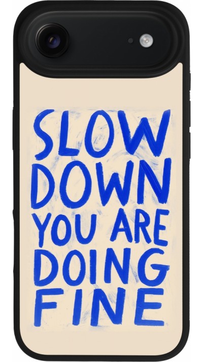 Coque iPhone Air - Silicone rigide noir Slow down 2026