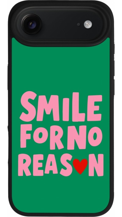 Coque iPhone Air - Silicone rigide noir Smile for no reason 2026