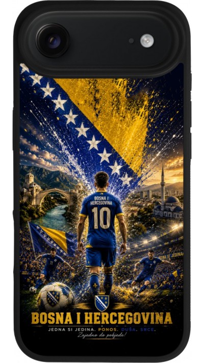 Coque iPhone Air - Silicone rigide noir Football Bosnie-Herzégovine splash 2026