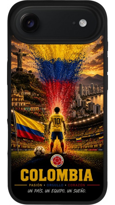 Coque iPhone Air - Silicone rigide noir Football Colombie splash 2026