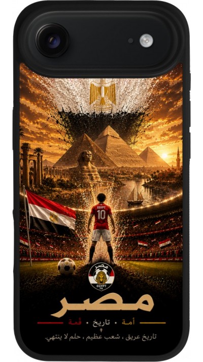 Coque iPhone Air - Silicone rigide noir Football Égypte splash 2026