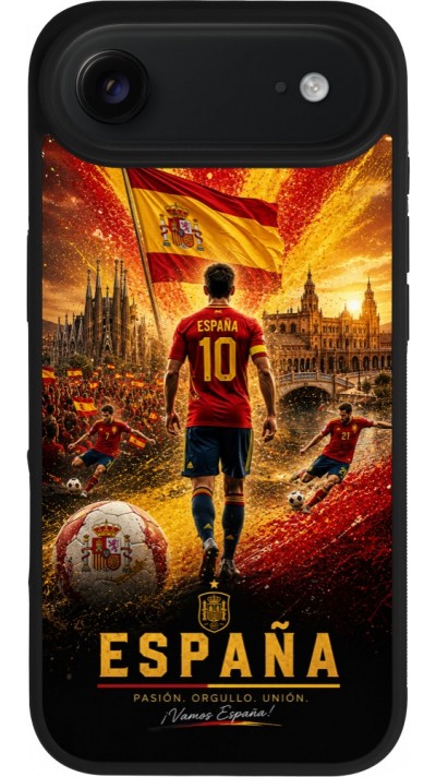Coque iPhone Air - Silicone rigide noir Football Espagne splash 2026